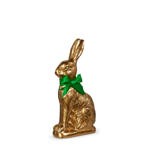 Gold Bunny with Green Satin Bow