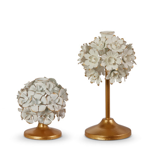 Cream Floral Candle Holder