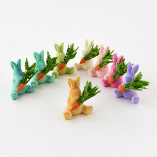 Flocked Bunny w/Carrot, 6.5"