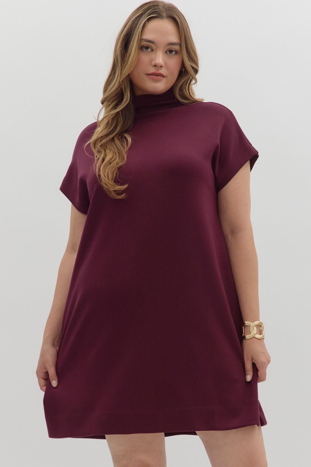 Wine Days Mock Neck Dress