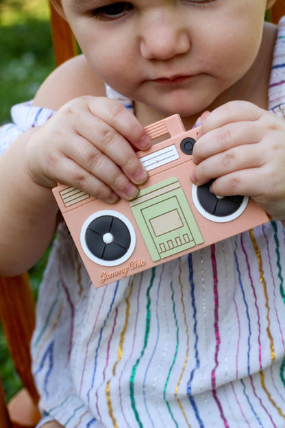 Boom Box Silicone Teether in Pink