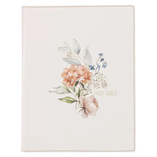 KJV Note Taking Bible Faux Leather. White Floral