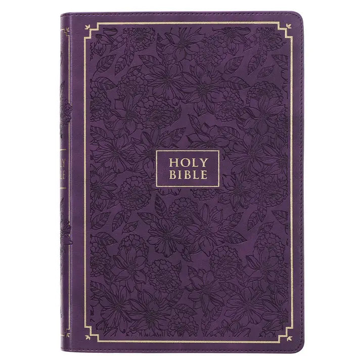 KJV Bible Giant Print Faux Leather Purple Floral