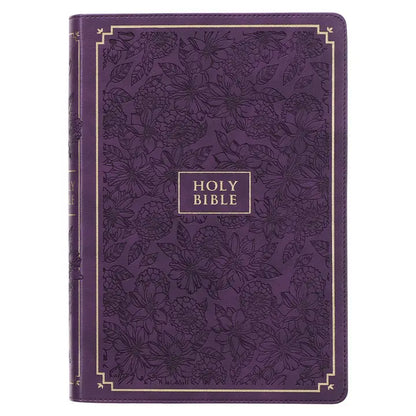 KJV Bible Giant Print Faux Leather Purple Floral
