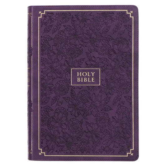 KJV Bible Giant Print Faux Leather Purple Floral