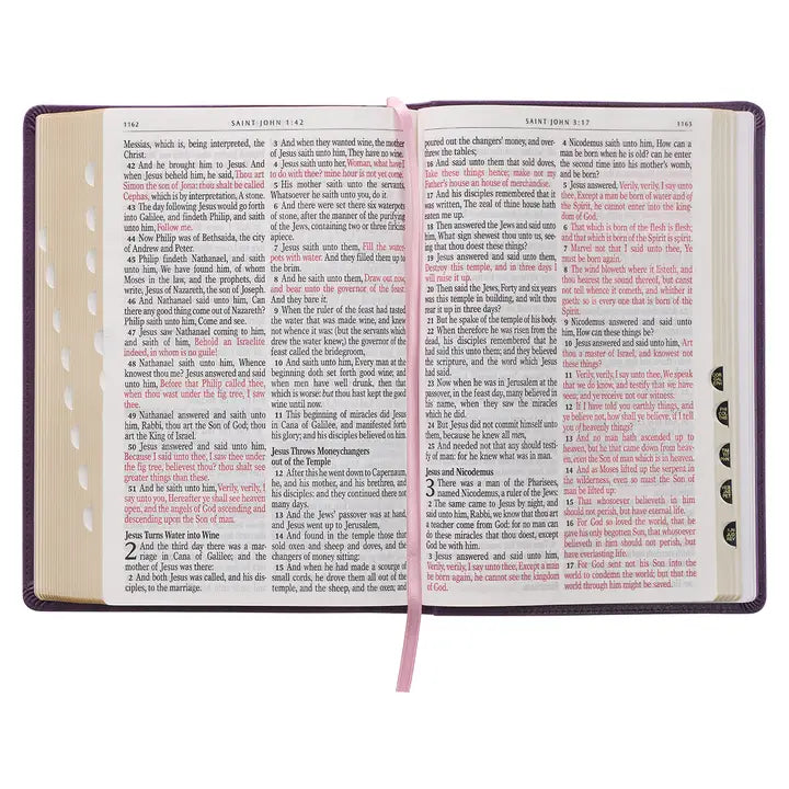 KJV Bible Giant Print Faux Leather Purple Floral