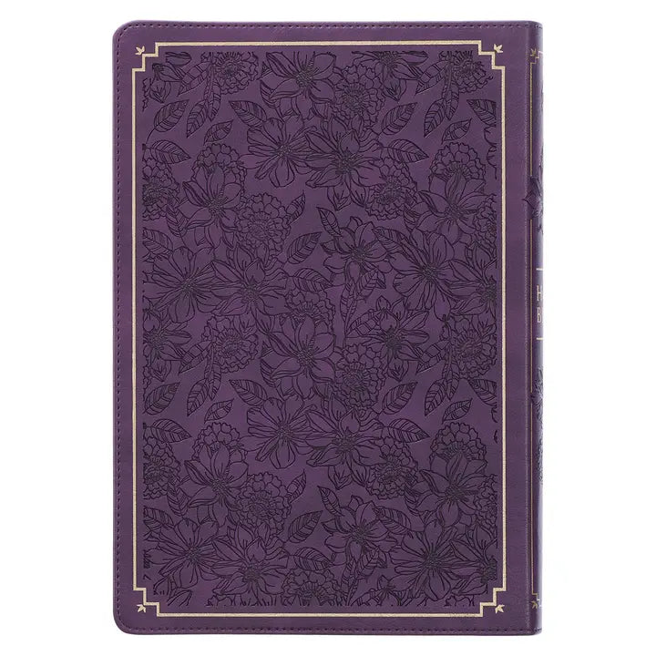 KJV Bible Giant Print Faux Leather Purple Floral