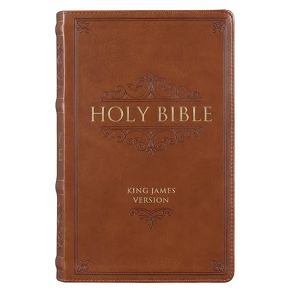 KJV Bible Giant Print Standard-Size Faux Leather, Saddle Tan