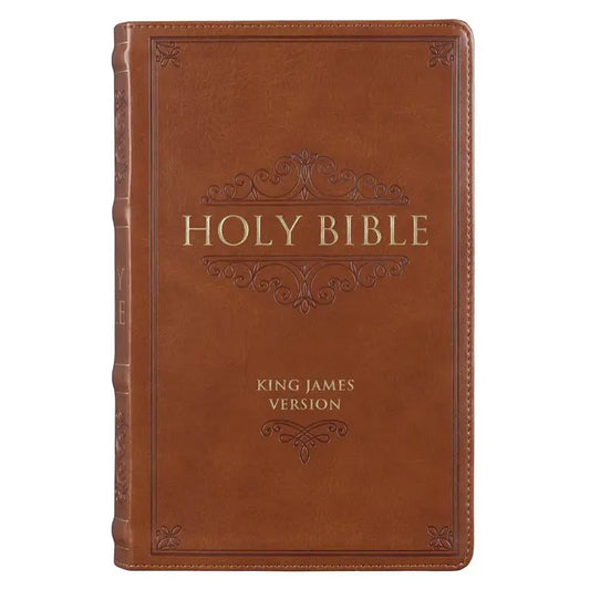 KJV Bible Giant Print Standard-Size Faux Leather, Saddle Tan