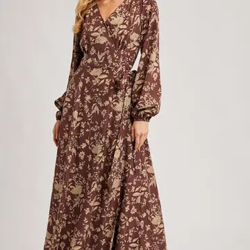 The Kaylee Floral Print Wrap Maxi Dress