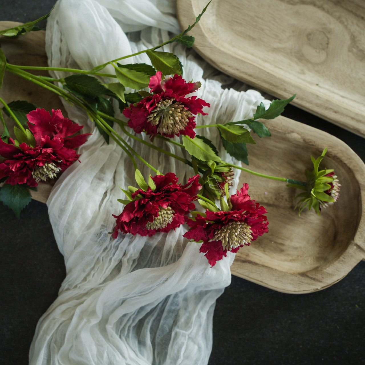 Red Scabiosa Spray
