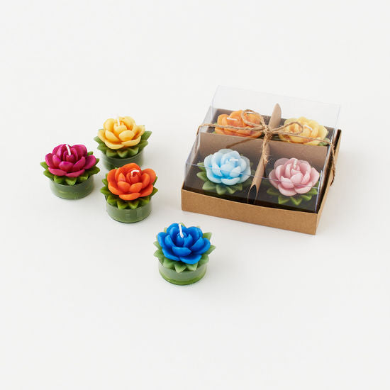 Sculpted Flower Candle Set/4
