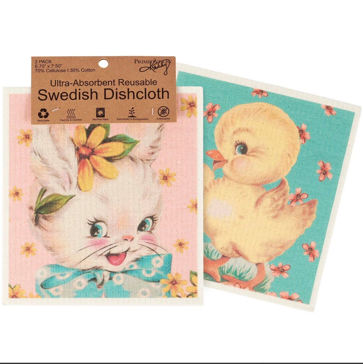 Vintage Easter Swedish Dish Cloth Set/2