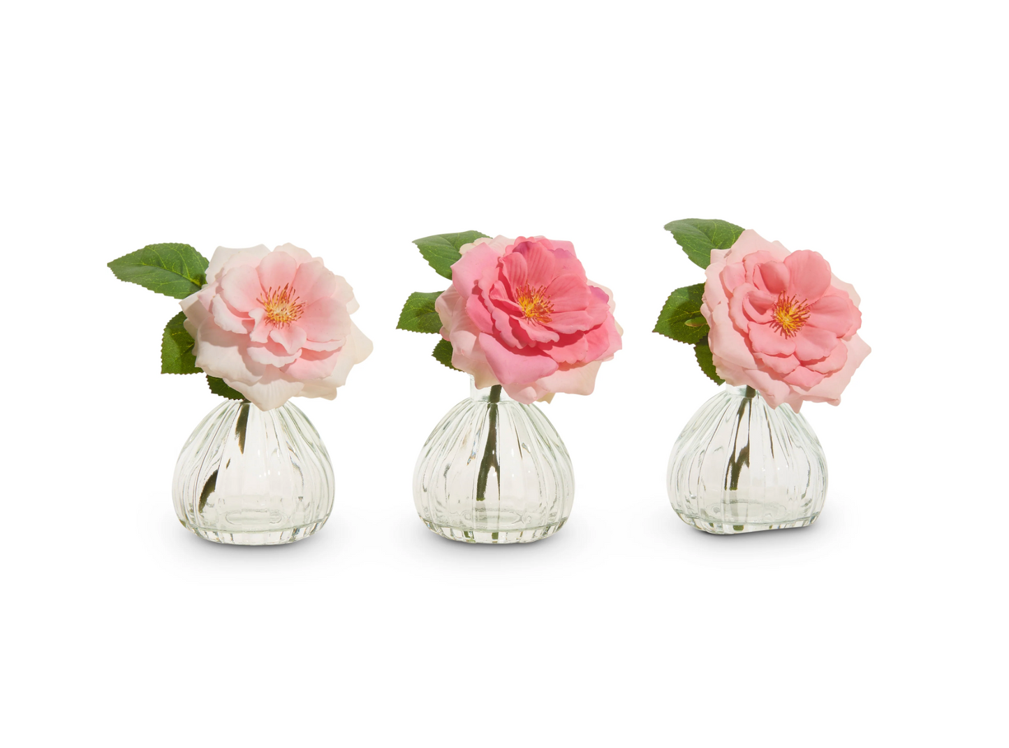 Pink Rose Stem in Glass Vase