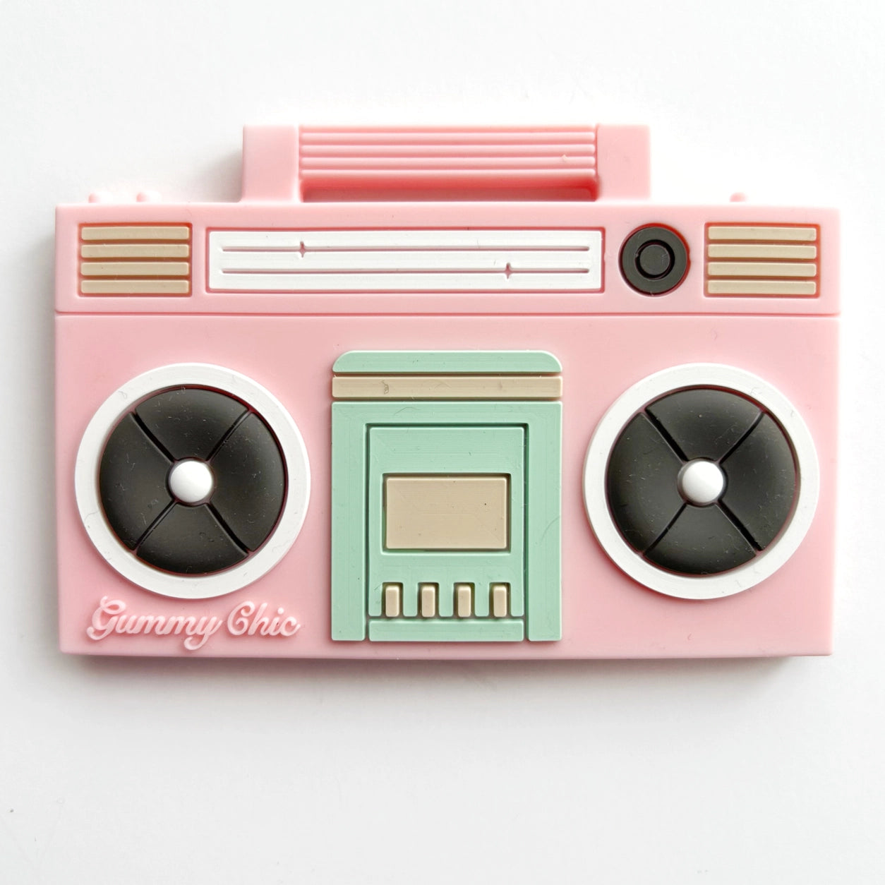 Boom Box Silicone Teether in Pink