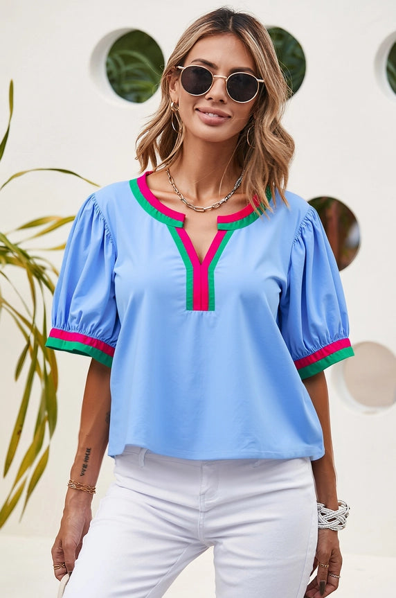 Blue Skies Ahead V-Neck Top