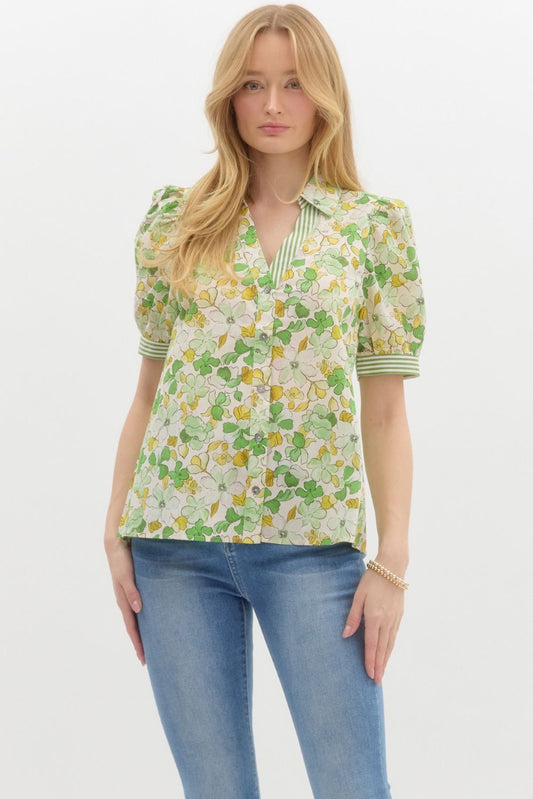 Floral Flair Top in Green