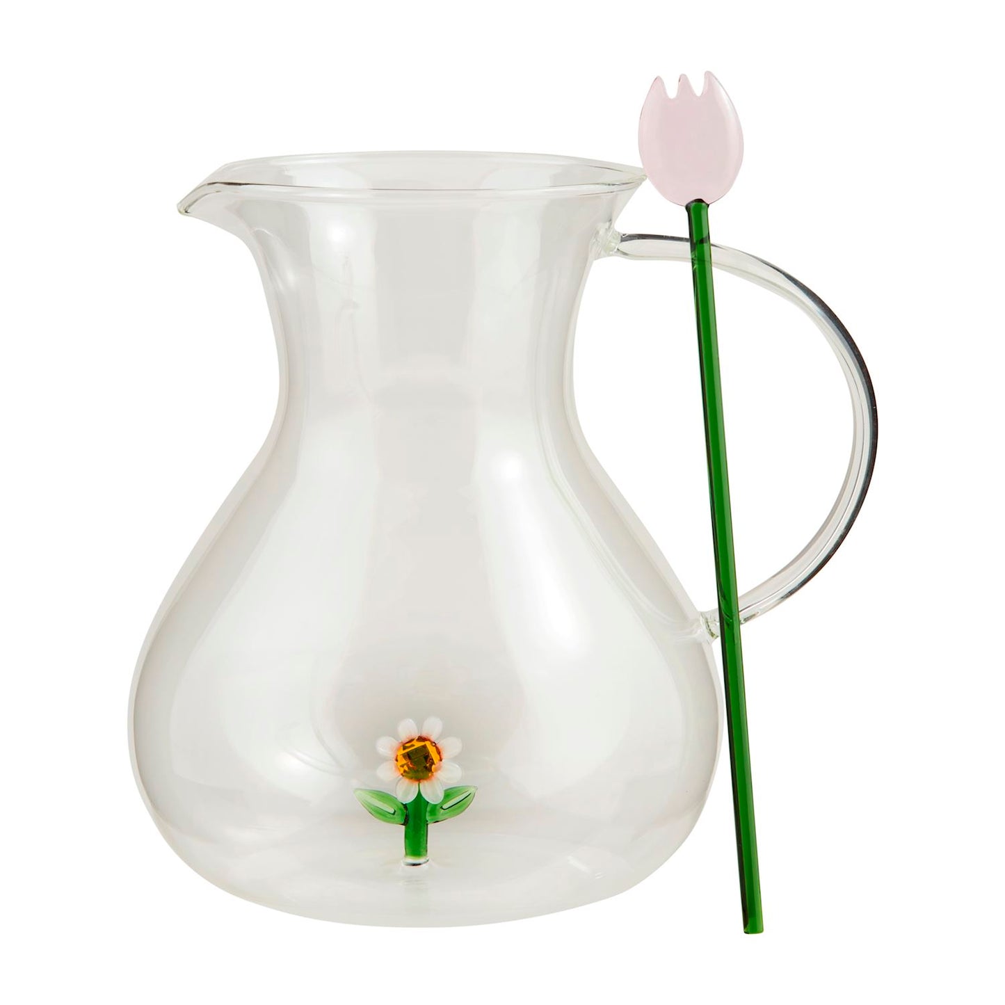 Glass Flower Icon Pitcher Set