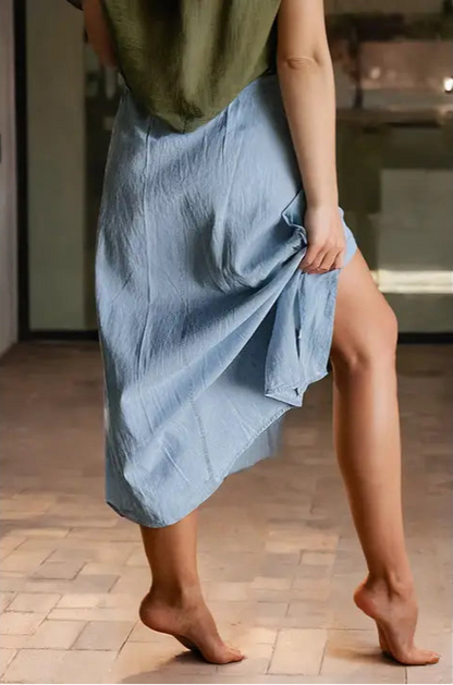 Buttoned Long Denim Skirt