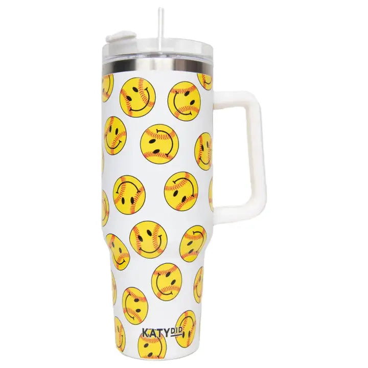 Softball Happy Face Hot/Cold Insulated Tumbler